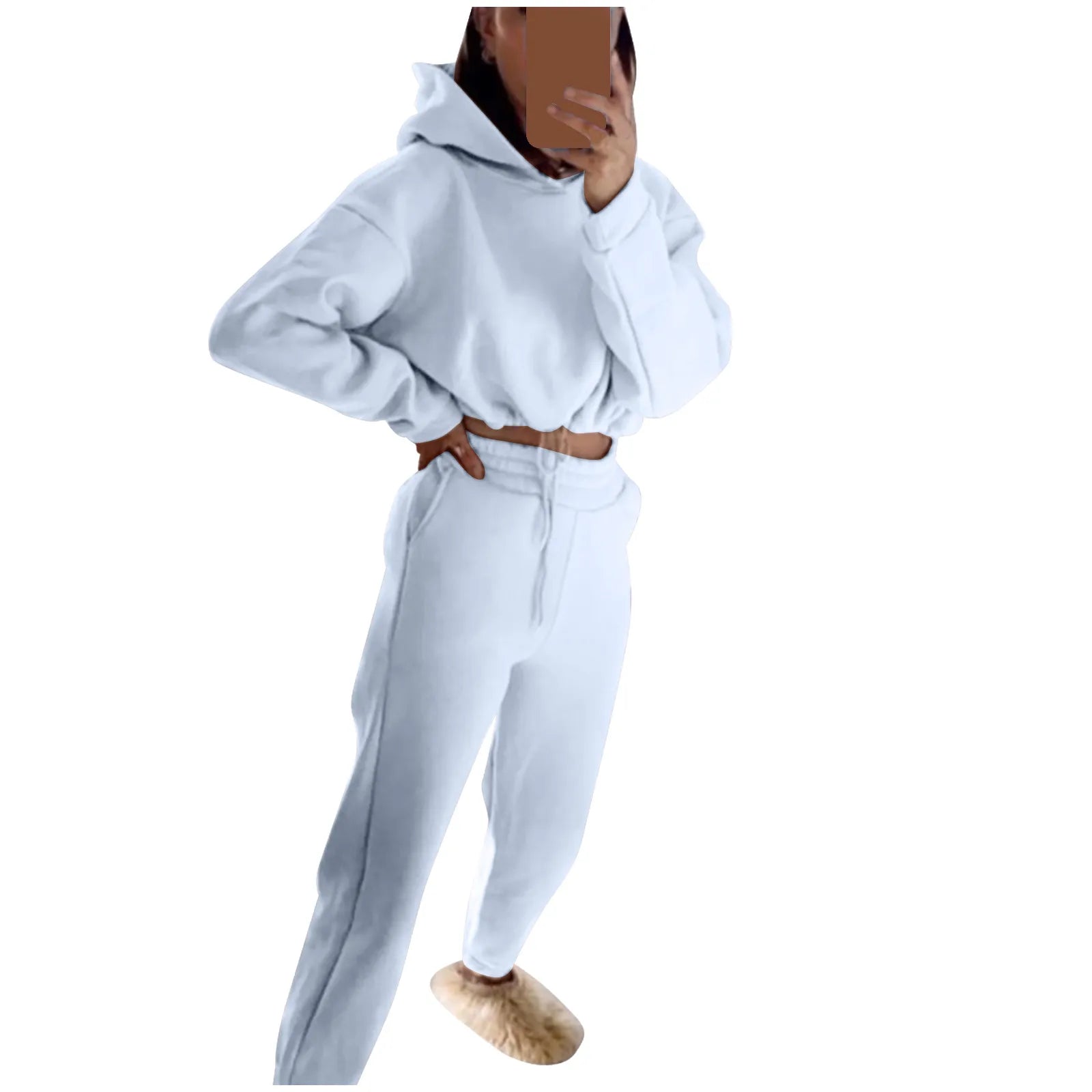 Tracksuit Two Piece Set Women'S Casual Solid Color Long Sleeved Hoodie Trousers Sweatershirt Sports Suit 2023 Спортивный Костюм